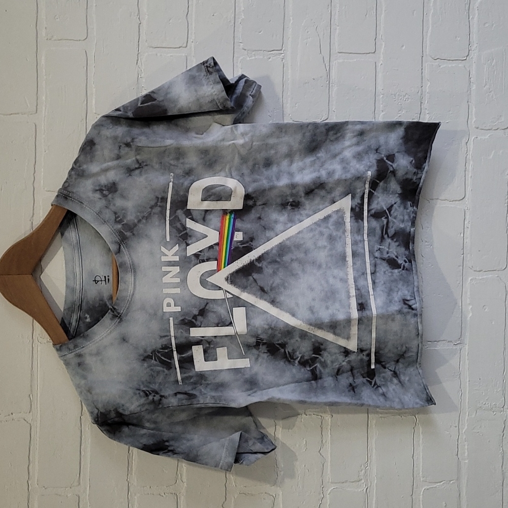 Pink Floyd Tie-Dye Crop Top - Black and Gray